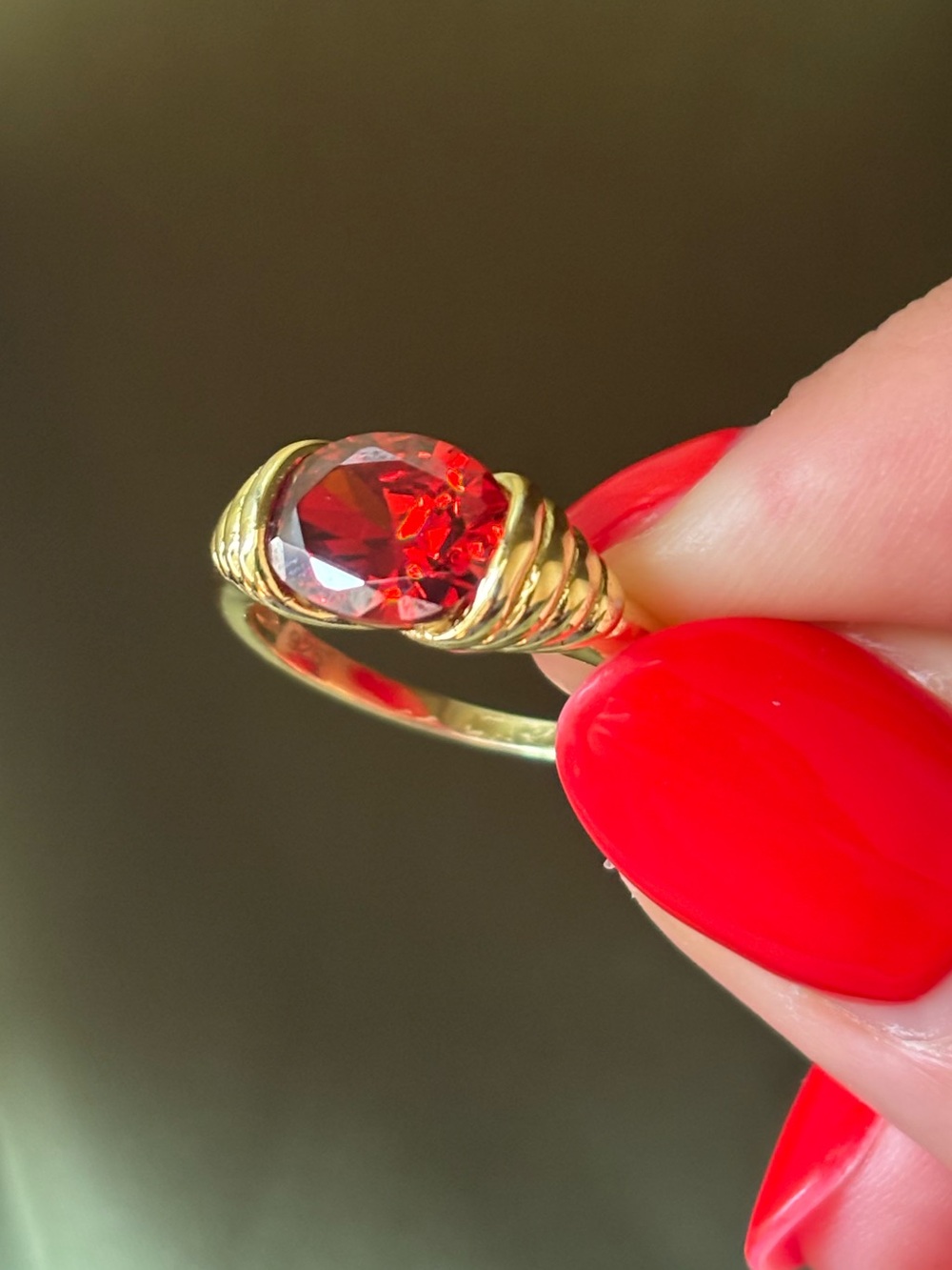 Red gemstone gold signet ring